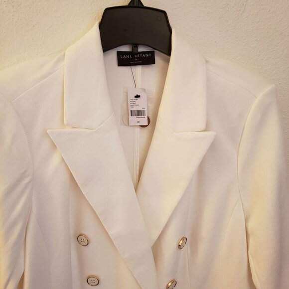 Lane Bryant Longline Double Breasted White Blazer Jacket Sz 20 NWT - Picture 4 of 9